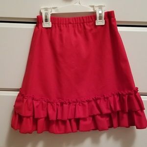 Little girls red ruffle skirts